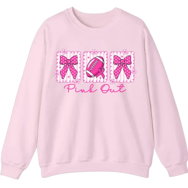 Pink Out Football Game Day Sweatshirt, Breast Cancer Awareness Cheerleading Pink Football Crewneck