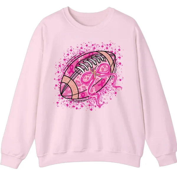 Pink Out Football Game Day Sweatshirt, Breast Cancer Awareness Cheerleading Pink Football Crewneck