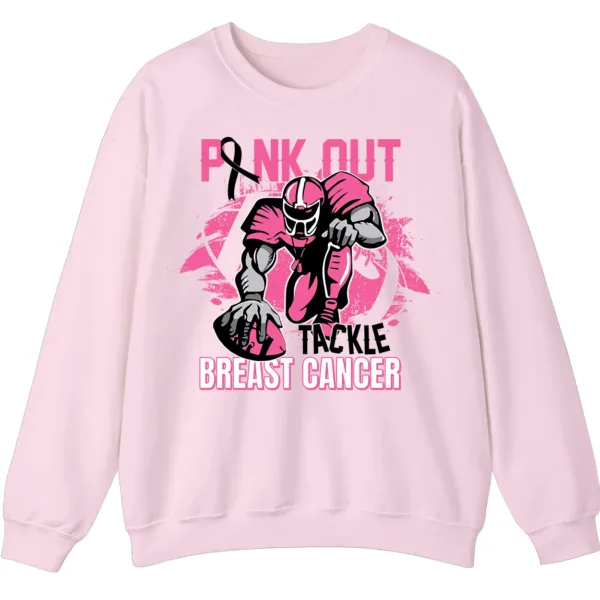 Pink Out Football Game Day Sweatshirt, Breast Cancer Awareness Cheerleading Pink Football Crewneck