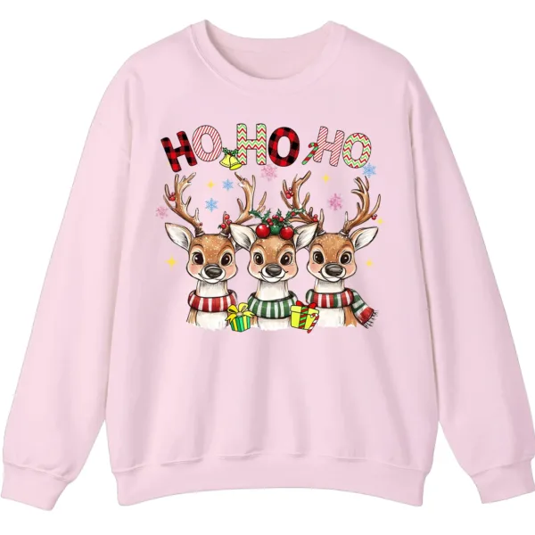 Reindeer Plaid Scarf Christmas Sweatshirt, Funny Ho Ho Holiday Shirt