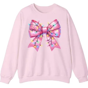 5.2 Pink Christmas Lights Bow Sweatshirt