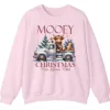 Mooey Christmas Highland Cow Truck Sweatshirt