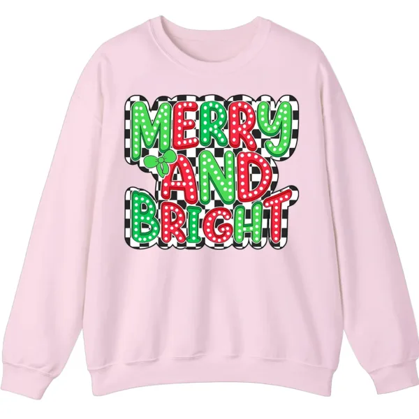 Merry And Bright Checkerboard Christmas Sweatshirt