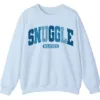 Snuggle Weather Sweatshirt, Unisex Oversized Cream Crewneck, Vintage Distressed Blue Graphic Cozy Pullover
