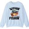 5.3 Wishin' I Was Fishin' Crewneck Sweatshirt - Funny Fishing Gift