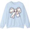 Baseball Bow Game Day Sweatshirt, Sports Lover Crewneck, Watercolor Softball Bow Pullover, Cute Game Day Women's Shirt