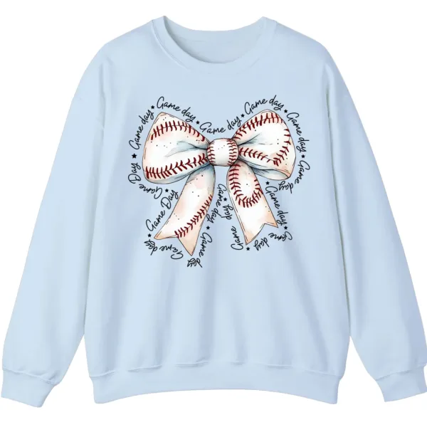 Baseball Bow Game Day Sweatshirt, Sports Lover Crewneck, Watercolor Softball Bow Pullover, Cute Game Day Women's Shirt