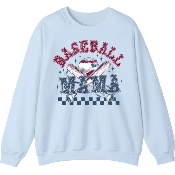 5.3 Distressed Baseball Mama Sweatshirt, Retro Game Day Crewneck, Checkered Softball Mom Pullover