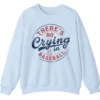 There's No Crying in Baseball Movie Quote Sweatshirt, Distressed Vintage Game Day Crewneck, Funny Sports Fan Pullover