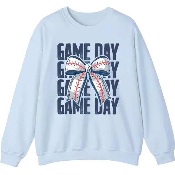 5.3 Game Day Baseball Bow Sweatshirt, Softball Star Ribbon Crewneck, Vintage Sports Fan Pullover