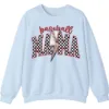 5.3 Baseball Mama Lightning Bolt Sweatshirt, Checkered Game Day Crewneck, Distressed Sports Mom Pullover, Red Glitter Leopard Print Gift