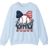 5.3 Baseball Mom Sweatshirt, Game Day Sports Mom Pullover, American Flag Bow Crewneck