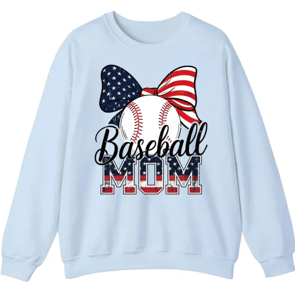 5.3 Baseball Mom Sweatshirt, Game Day Sports Mom Pullover, American Flag Bow Crewneck
