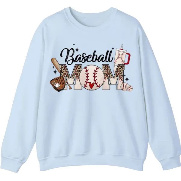 5.3 Baseball Mom Sweatshirt, Game Day Sports Mom Pullover, Leopard Pattern Crewneck