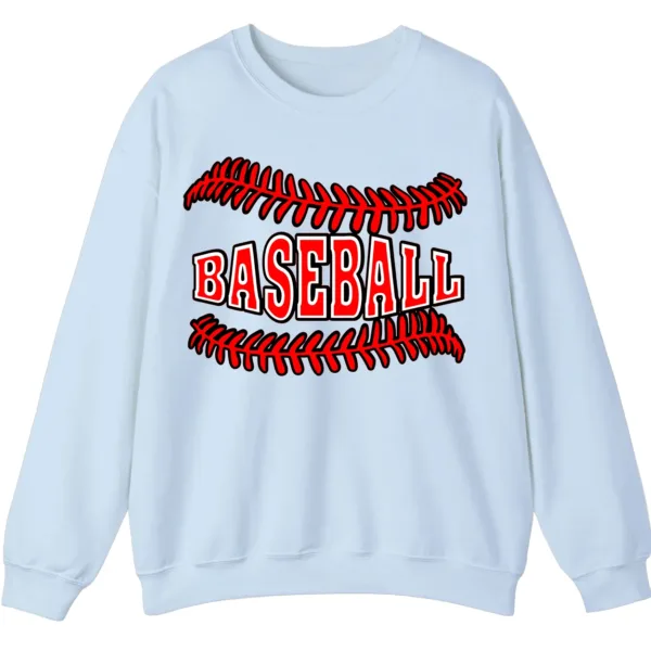 5.3 Baseball Red Stitches Typography Sweatshirt, Bold Game Day Fan Crewneck, Minimalist Sports Pullover