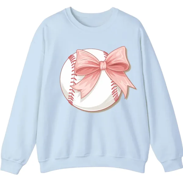 5.3 Cute Pink Baseball Bow Crewneck Sweatshirt for Girls