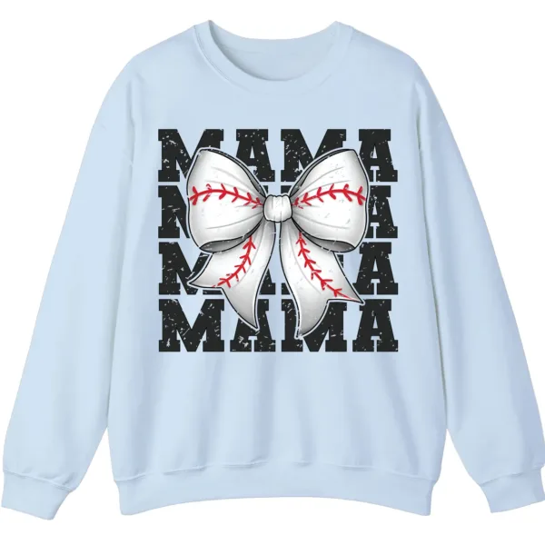 5.3 Baseball Bow Mama Repeat Graphic Crewneck Sweatshirt