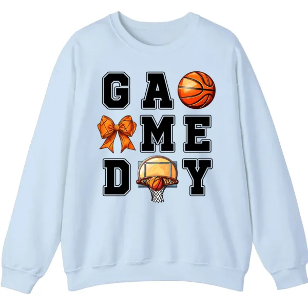 5.3 Basketball Game Day Bow Graphic Crewneck Sweatshirt