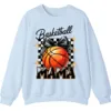 5.3 Basketball Mama Checkerboard Bow Crewneck Sweatshirt