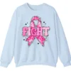 5.3 FIGHT Breast Cancer Warrior Pink Ribbon Crewneck Sweatshirt