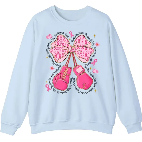 Together We Fight Pink Ribbon Boxing Gloves Crewneck Sweatshirt