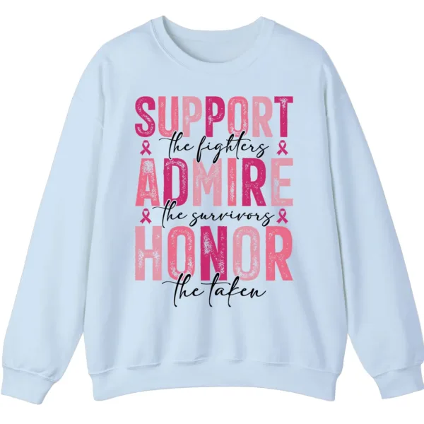 5.3 Breast Cancer Awareness Pink Ribbon Sweatshirt, Support Admire Honor Fighter Survivor Shirt
