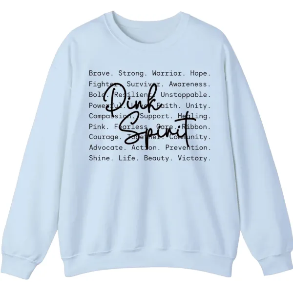 5.3 Pink Spirit Breast Cancer Awareness Sweatshirt, Warrior Hope Survivor Word Cloud Shirt