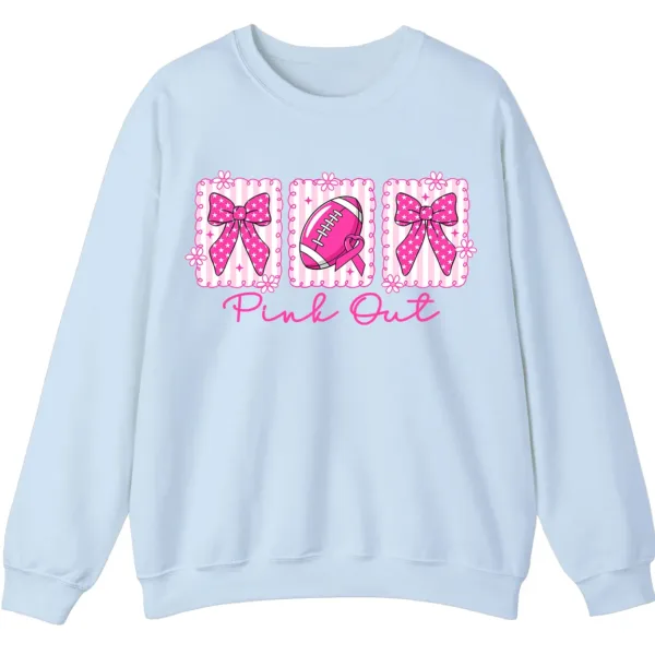 Pink Out Football Game Day Sweatshirt, Breast Cancer Awareness Cheerleading Pink Football Crewneck