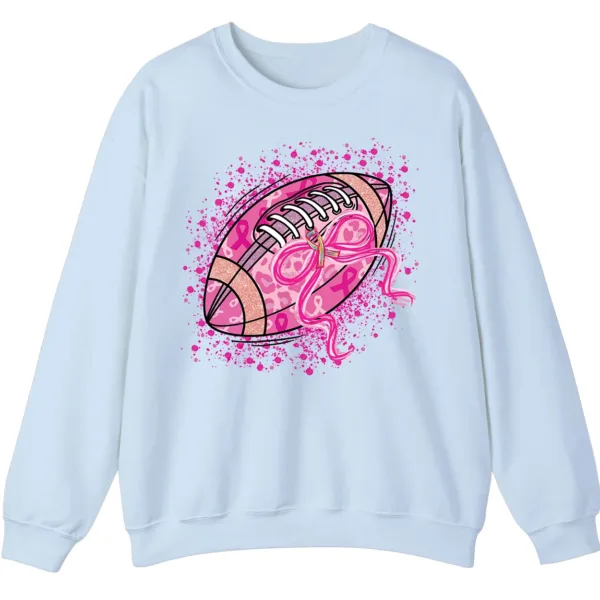 Pink Out Football Game Day Sweatshirt, Breast Cancer Awareness Cheerleading Pink Football Crewneck