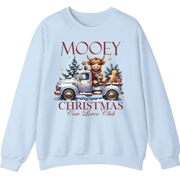 Mooey Christmas Highland Cow Truck Sweatshirt