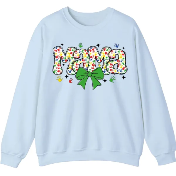 5.3 Proud Autism Mama Handprint Sweatshirt, Colorful Handprint Letters Crewneck