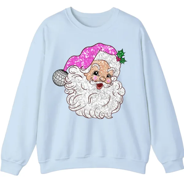 Sparkly Pink Disco Santa Claus Sweatshirt