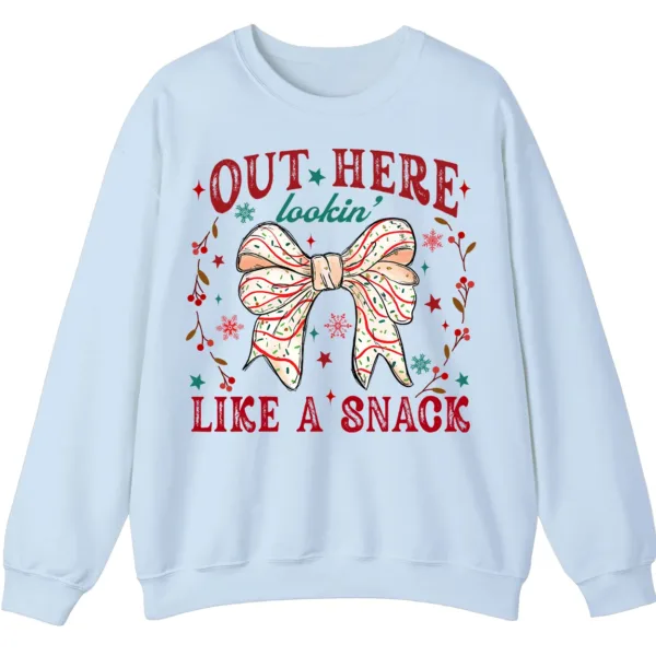 5.3 Out Here Lookin' Like A Snack Christmas Bow Sweatshirt - Funny Holiday Crewneck