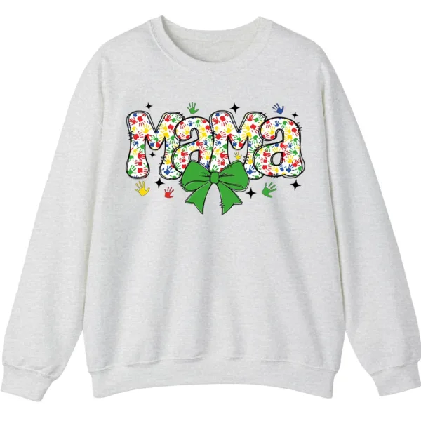 5.4 Proud Autism Mama Handprint Sweatshirt, Colorful Handprint Letters Crewneck