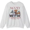 Mooey Christmas Highland Cow Truck Sweatshirt