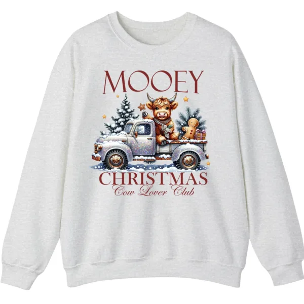 Mooey Christmas Highland Cow Truck Sweatshirt
