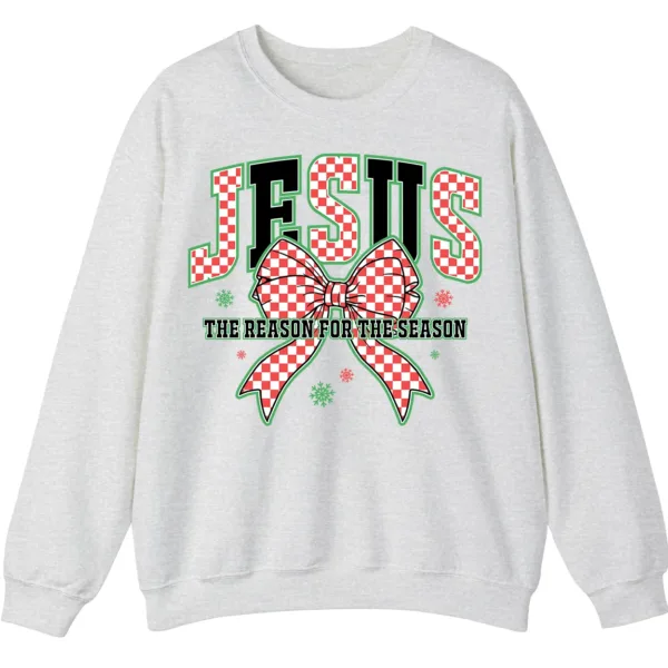 Jesus The Reason Plaid Bow Christmas Sweatshirt