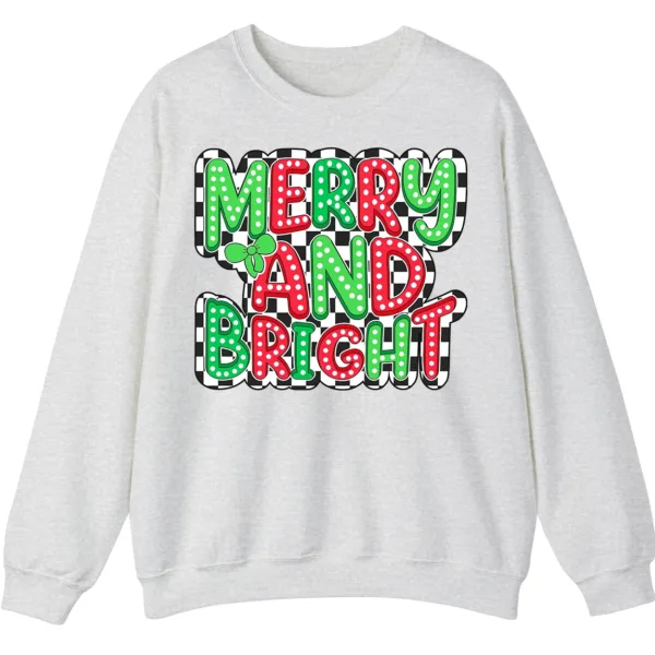 Merry And Bright Checkerboard Christmas Sweatshirt
