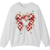 Retro Santa Bow Sweatshirt – Christmas Checkerboard Holiday Crewneck