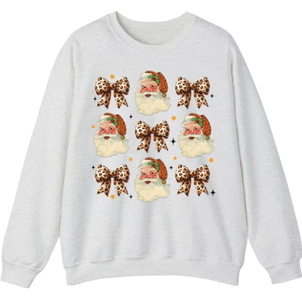 Leopard Print Bows & Santa Christmas Sweatshirt