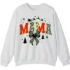 Checkered Mama Christmas Sweatshirt with Lightning Bolt & Reindeer Sleigh