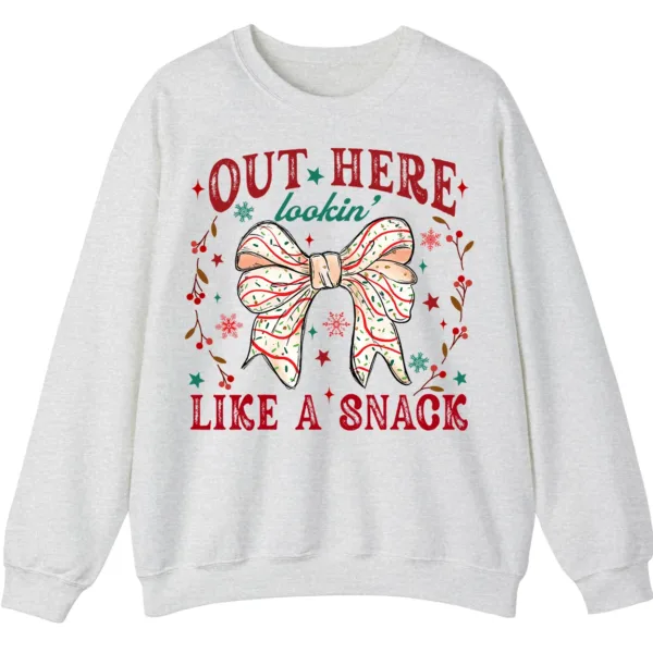 5.4 Out Here Lookin' Like A Snack Christmas Bow Sweatshirt - Funny Holiday Crewneck