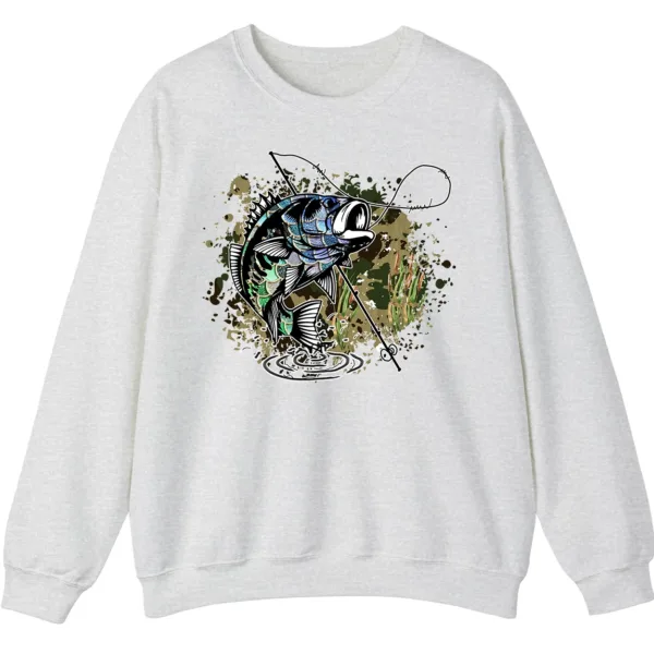 5.4 Largemouth Bass Fishing Sweatshirt - Camo Splash Art Crewneck
