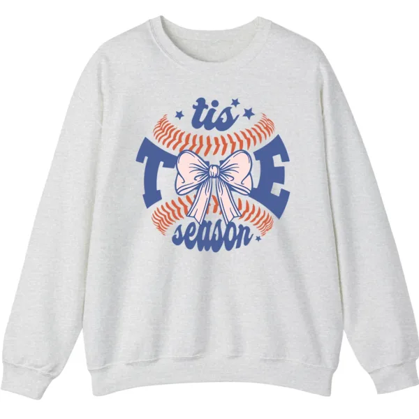 Baseball Christmas Crewneck Sweatshirt - 'Tis The Season Bow Graphic