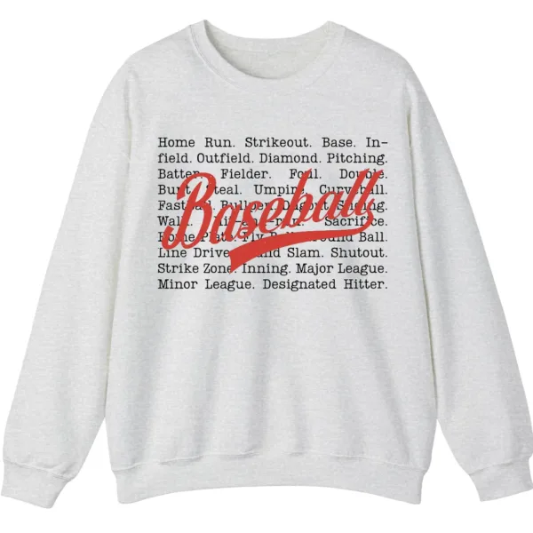 5.4 Baseball Terms Sweatshirt - Typographic Word List Crewneck Gift