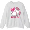 5.4 Little Sister Biggest Fan Baseball Softball Sweatshirt, Pink Bow Game Day Crewneck, Sibling Sports Support Gift Pullover