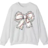 Baseball Bow Game Day Sweatshirt, Sports Lover Crewneck, Watercolor Softball Bow Pullover, Cute Game Day Women's Shirt