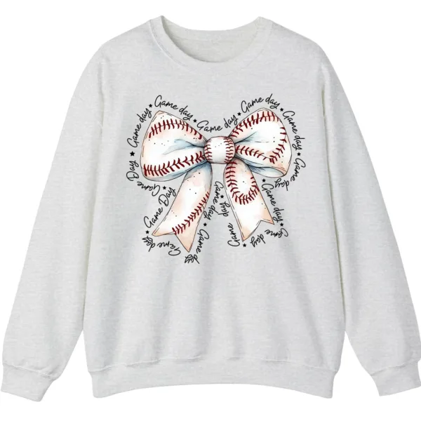 Baseball Bow Game Day Sweatshirt, Sports Lover Crewneck, Watercolor Softball Bow Pullover, Cute Game Day Women's Shirt
