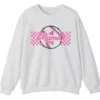 5.4 Mama Pink Glitter Softball Sweatshirt, Checkered Game Day Crewneck, Baseball Mom Pullover, Cute Sports Mom Gift