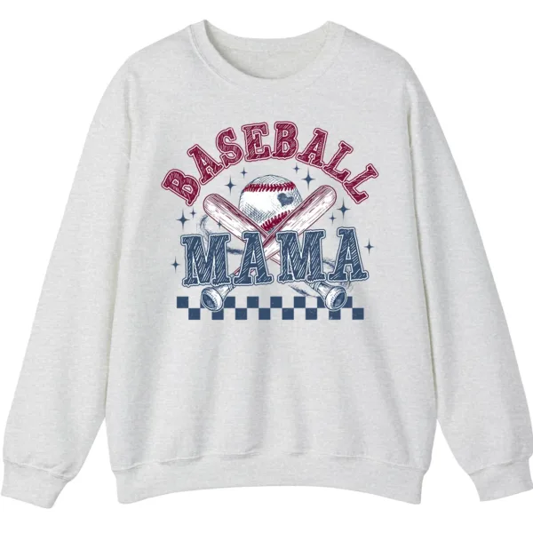 5.4 Distressed Baseball Mama Sweatshirt, Retro Game Day Crewneck, Checkered Softball Mom Pullover